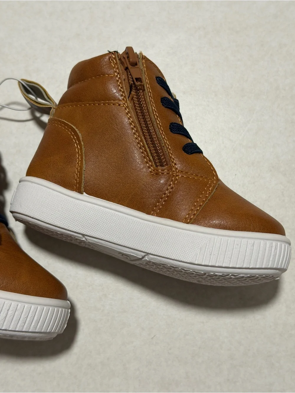 Stepping Stones Faux Leather High-Top Baby Sneakers – Size 5Y